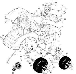Page A Diagram and Parts List for 76128-9993  Power Wheels Ride-On Cars